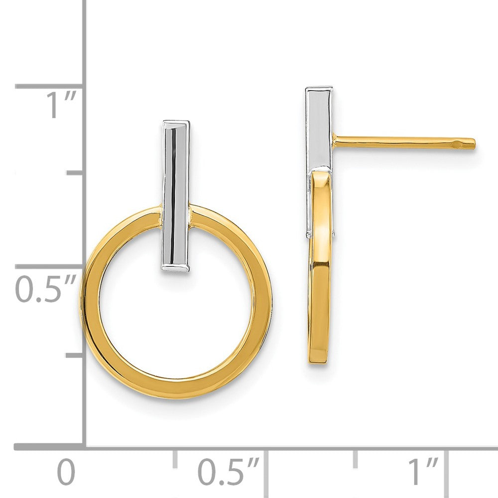 14K w/ White Rhodium Polished Post Dangle Earrings