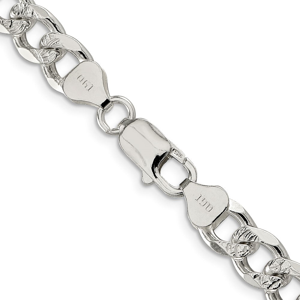 Sterling Silver 8.3mm Pav‚ Curb Chain 20 Inches