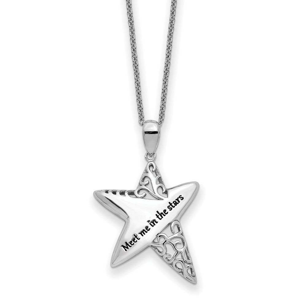 Sentimental Expressions Sterling Silver Rhodium-plated Antiqued Meet Me in the Stars 18 Inch Necklace 18 Inches