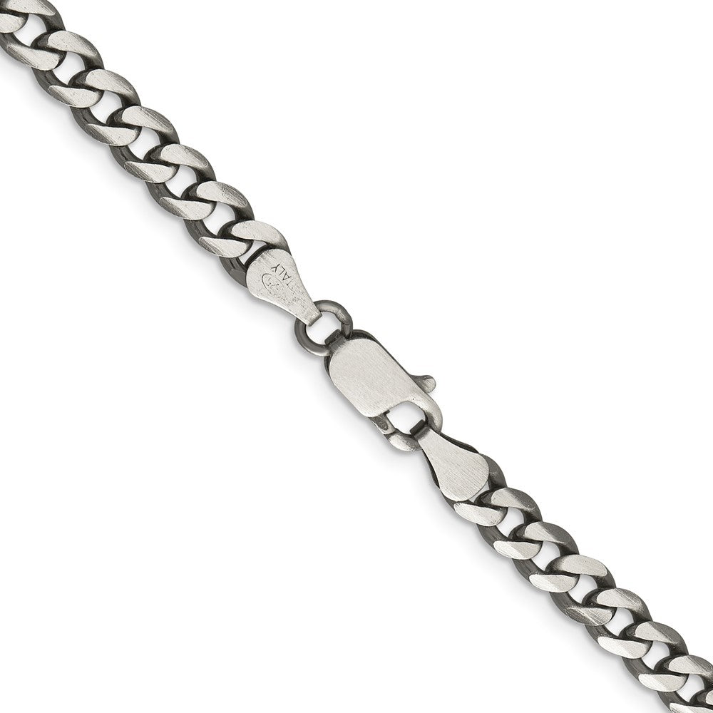 Sterling Silver Antiqued 6.0mm Curb Chain 20 Inches