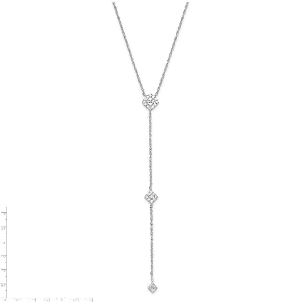 10K White Gold Polished Diamond Drop Necklace