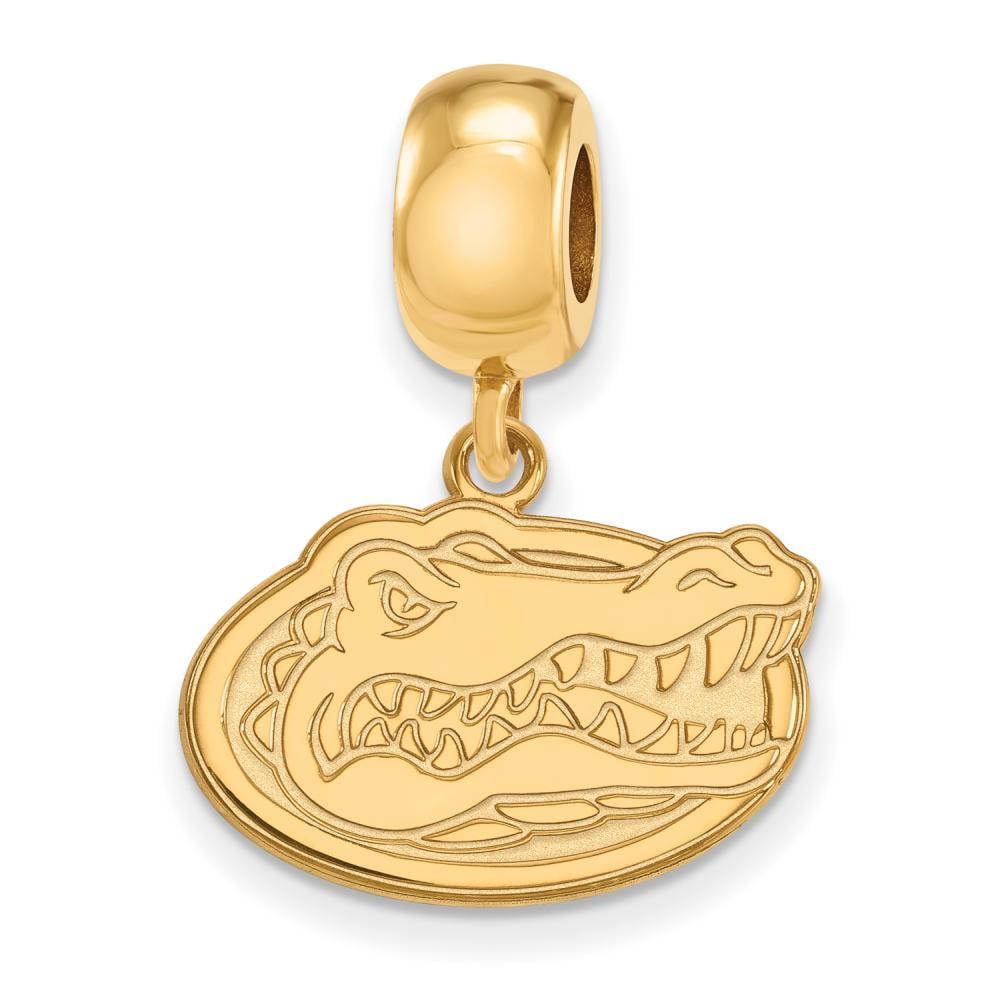 Sterling Silver Gold-plated LogoArt University of Florida Gator Small Dangle Bead Charm