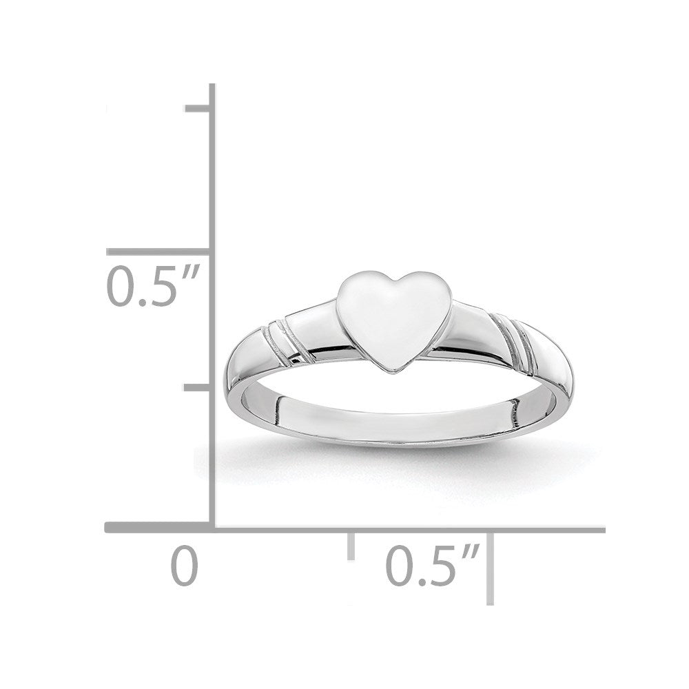 14K White Polished Heart Children's Ring Size 4