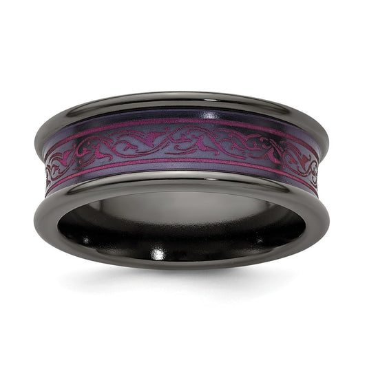 Edward Mirell Black Ti Pink Anodized with Laser Pattern 8mm Concave Band