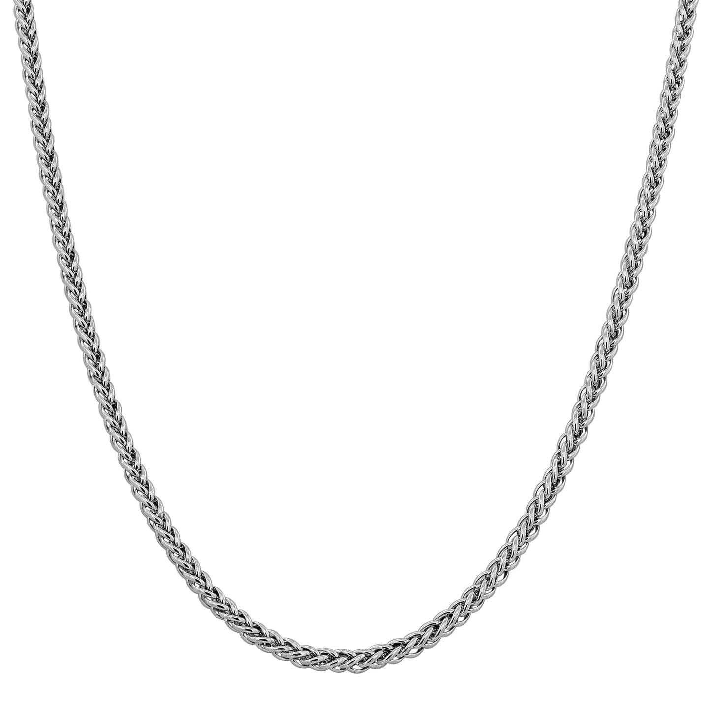 14K White Gold 18 inch 3.5mm Semi-Solid 3-Wire Wheat with Lobster Clasp Chain