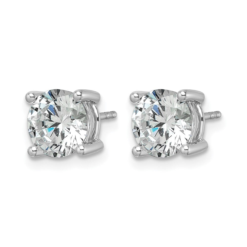 14K White Gold 3 Carat Lab Grown Diamond VS/SI+ G+ Round 4-Prong Heavyweight Complete Stud Earrings
