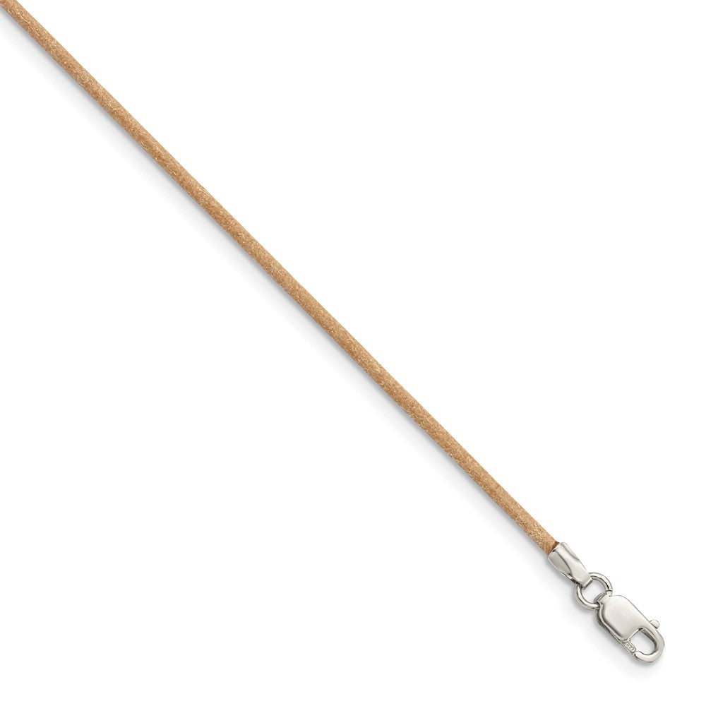 Sterling Silver 18inch 1.5mm Natural Leather Cord Necklace 18 Inches