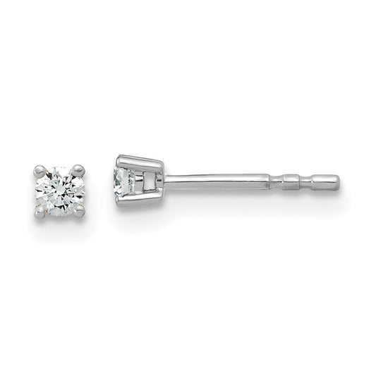 14k White Gold 1/10 ctw Lab Grown Diamond VS/SI+ G+ Round 4 Prong Heavy Wt. Stud Earrings