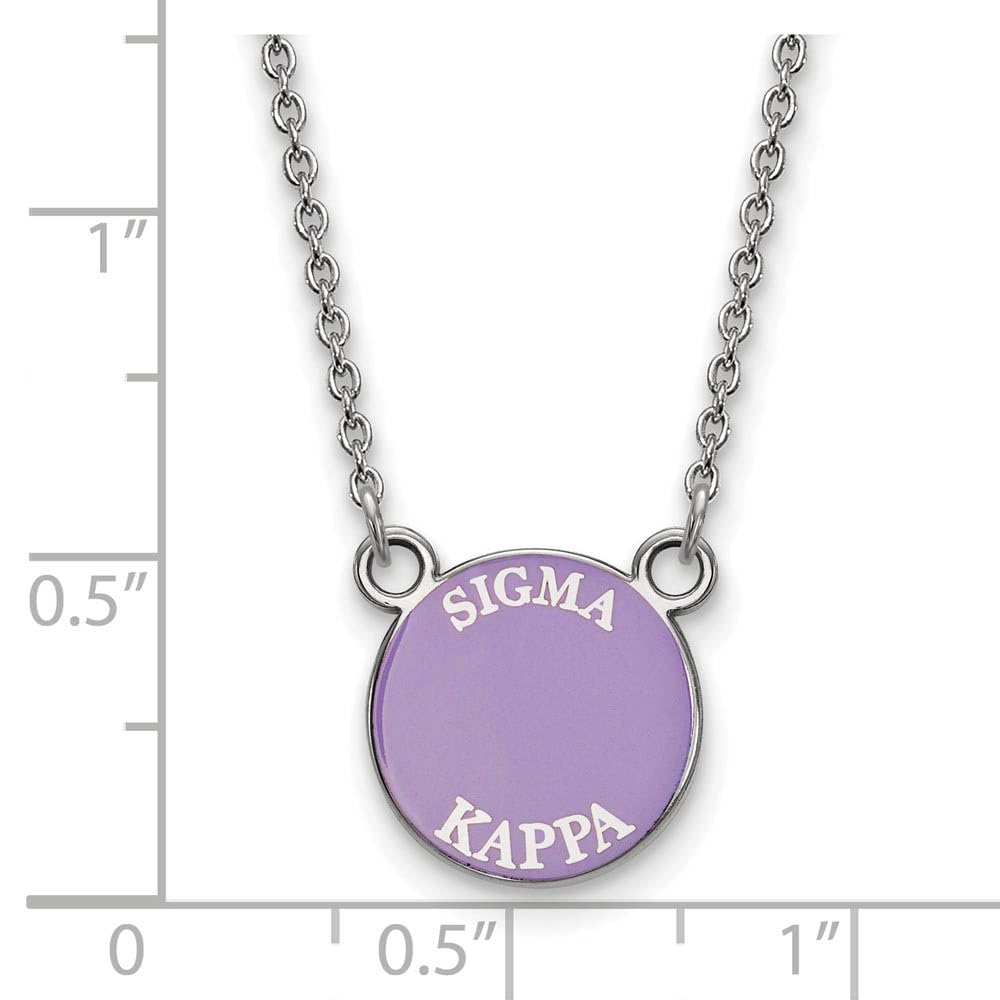 LogoArt Sterling Silver Sigma Kappa Extra Small Enameled Pendant Necklace With 18 Inch