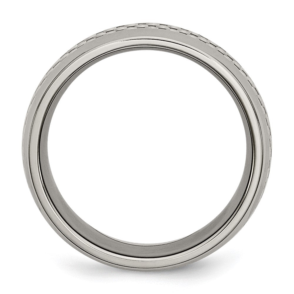 Titanium Polished w/Grey Carbon Fiber Inlay 8mm Band Size - 8