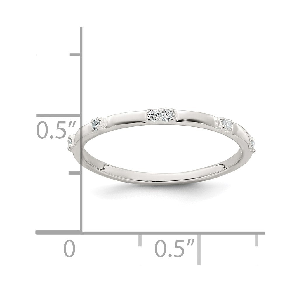 Sterling Silver Polished CZ 1.5mm Band Size 8 Ring