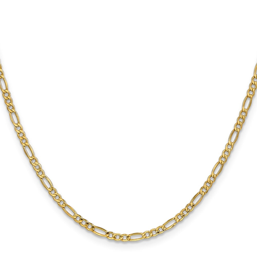14k 2.5mm Semi-Solid Figaro Chain