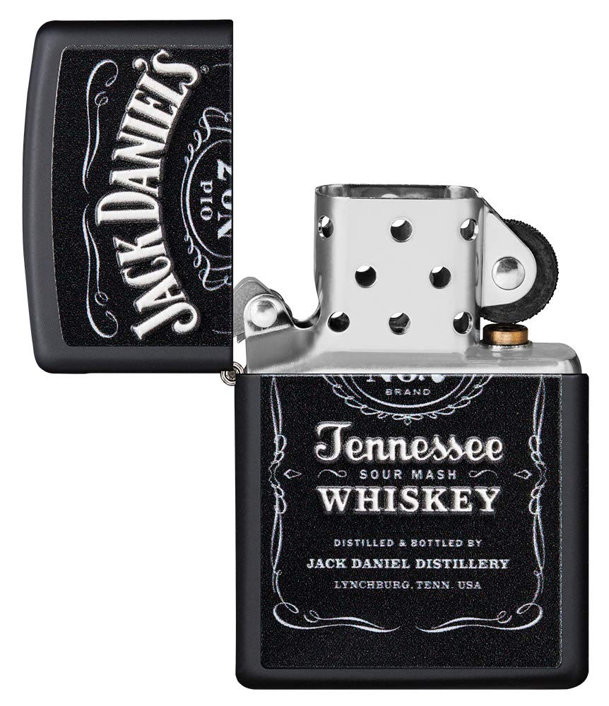 Zippo Jack Daniels Black Matte Texture Lighter - Stylish & Officially Branded