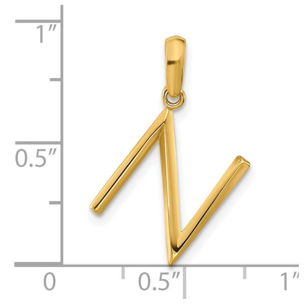 14k Yellow Gold Fancy Letter N