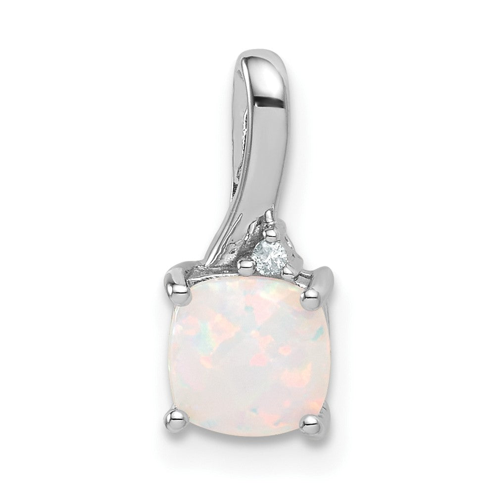 SS Created Opal and Diamond Pendant