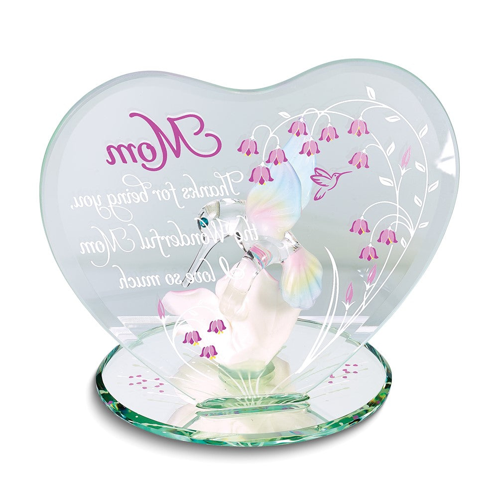 Glass Baron WONDERFUL MOM. Hummingbird and Rose Figurine QGM21647