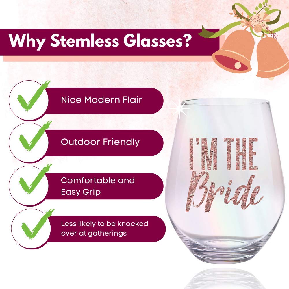 Christian Brands 10-06308-018 30 oz Im the Bride Stemless Jumbo Wine GlassPack of 6
