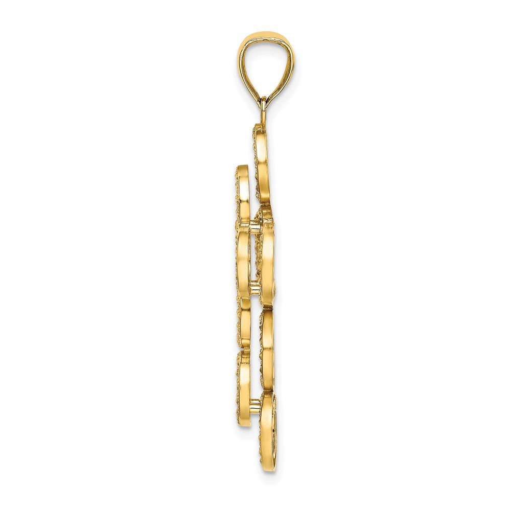 14K 2-D Circular Infinity Illusion Cross Charm
