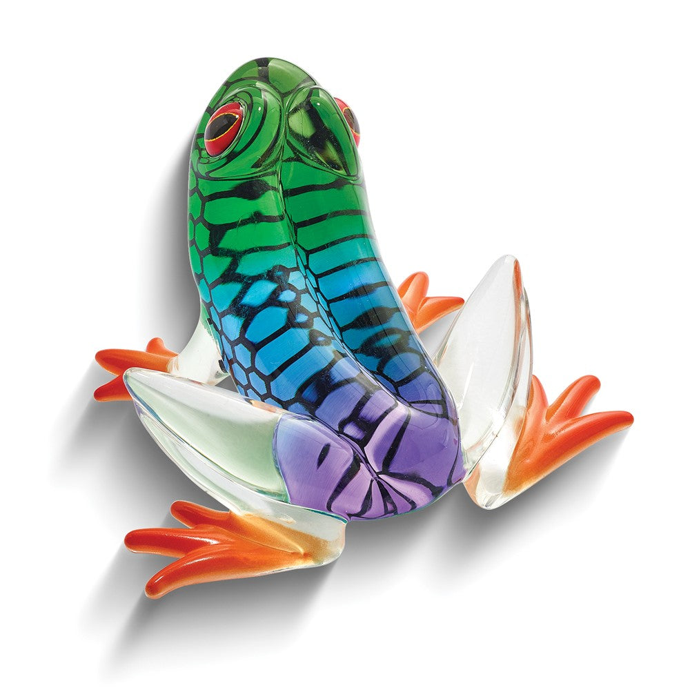 Glass Baron Island Hopper Frog Rainbow Figurine