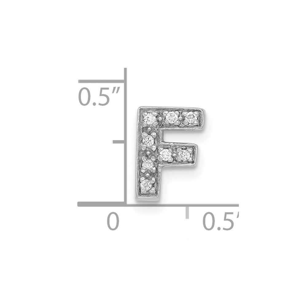 Sterling Silver Polished CZ Initial F Slide