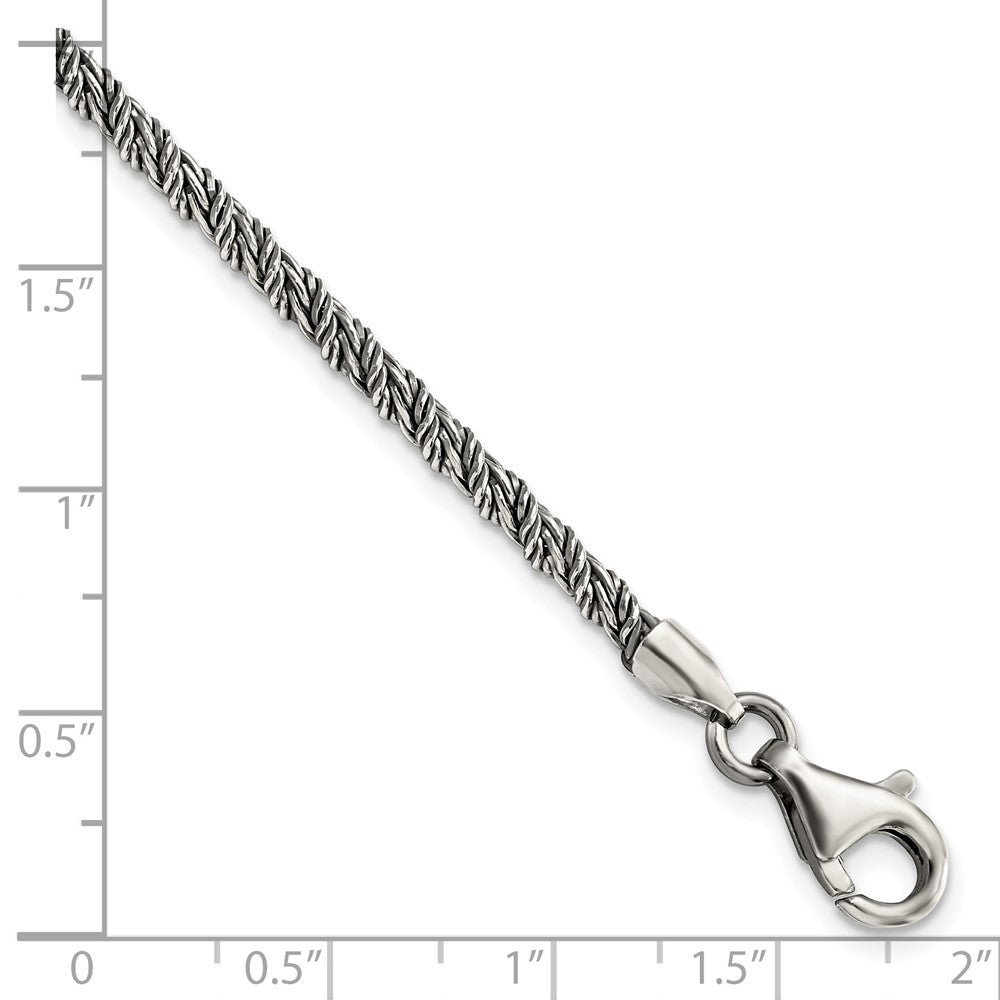 Sterling Silver Antiqued Polished Rope Bracelet 8 inches