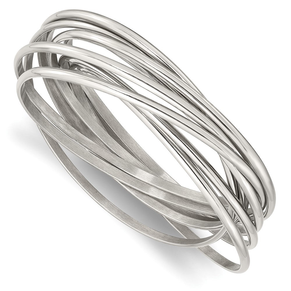 Stainless Steel Polished Intertwined Bangle Bracelet 8 inches