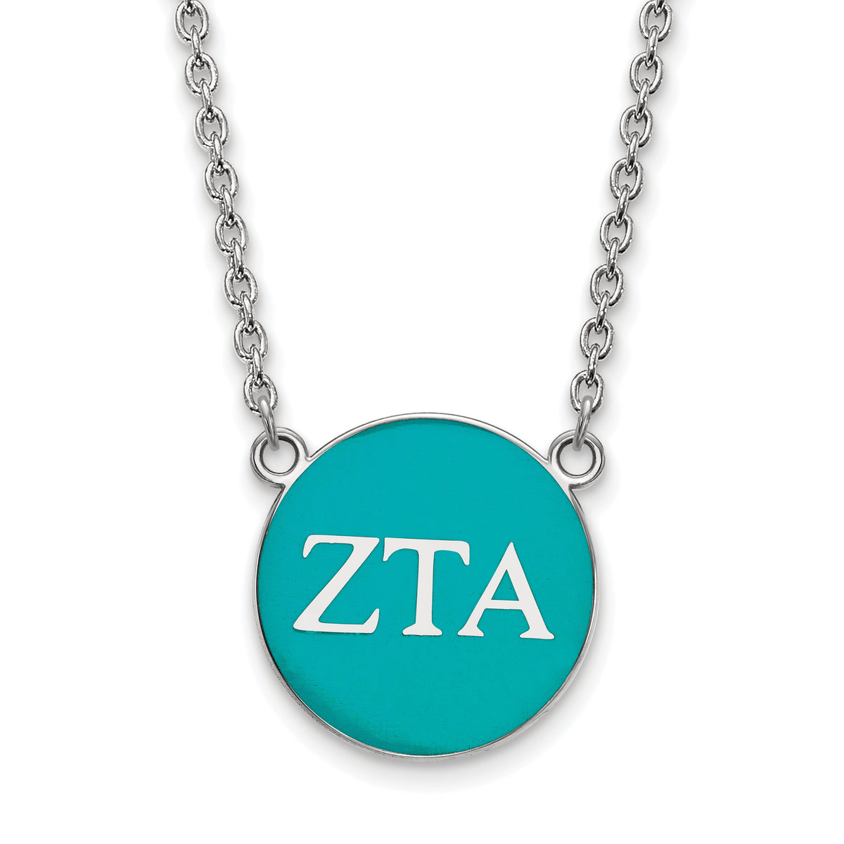 Sterling Silver 18in Official Licensed Greek Sororities Zeta Tau Alpha (ZTA) Small Enamel Pendant w/Necklace