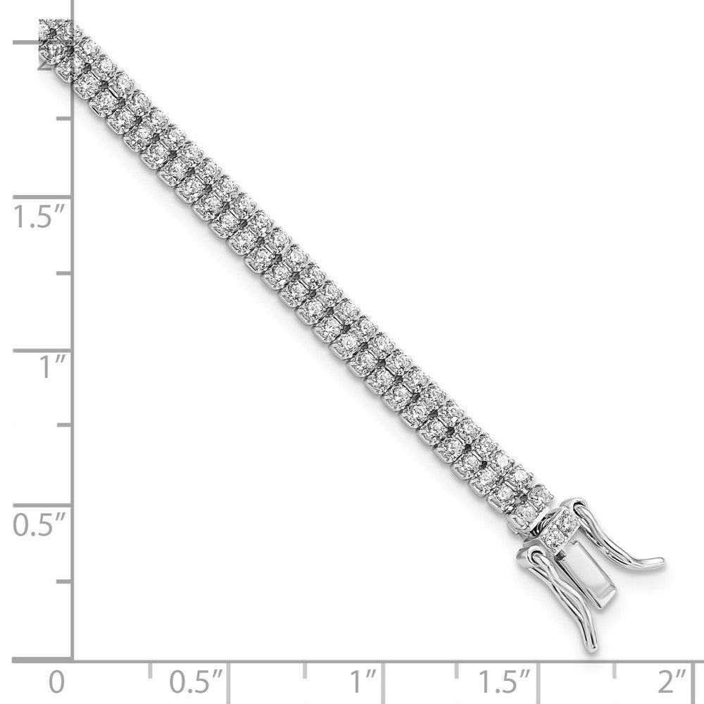 Sterling Silver Rhodium-plated 2-Row CZ Tennis Bracelet 7.5 inches