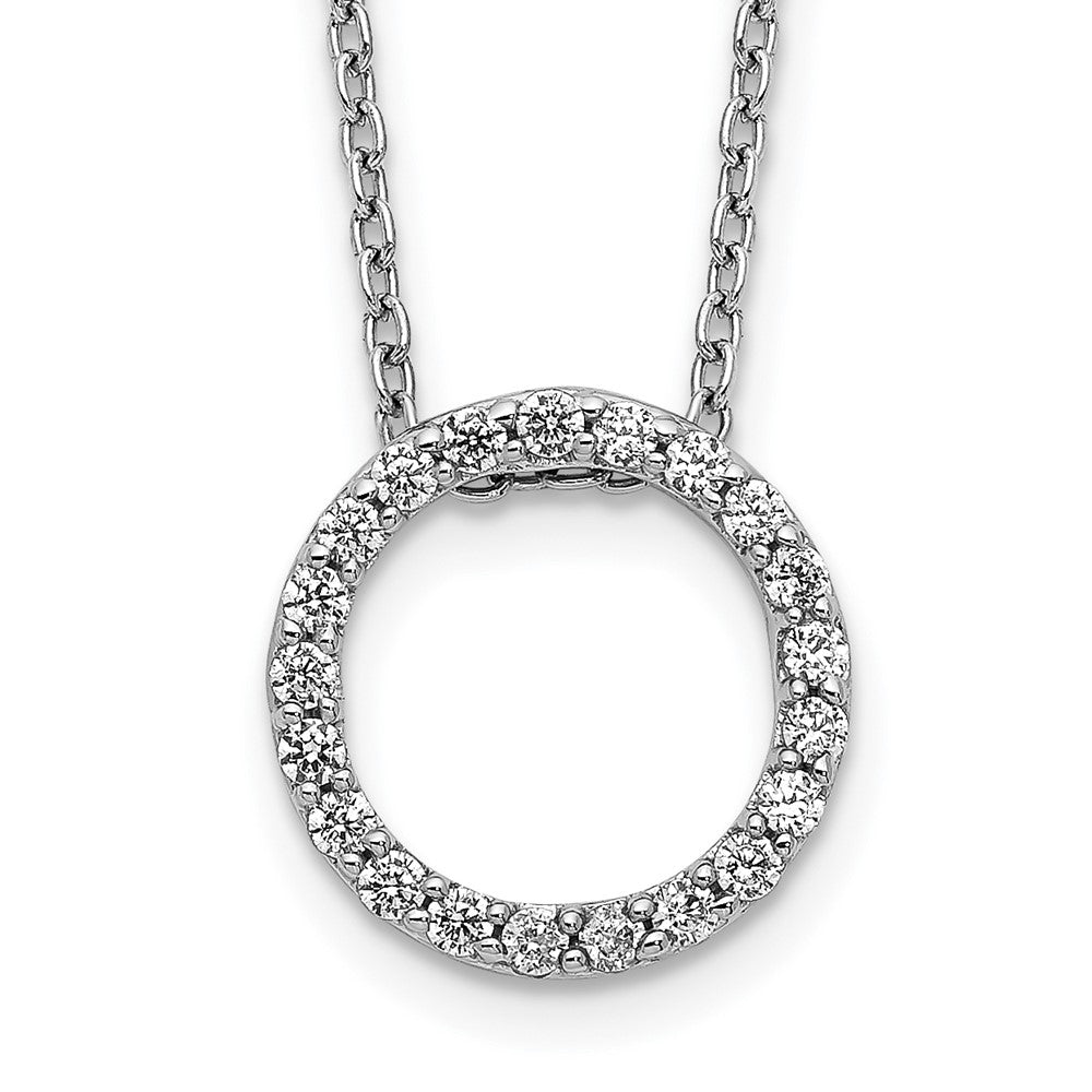 14k White Gold Diamond Circle 18 inch Necklace