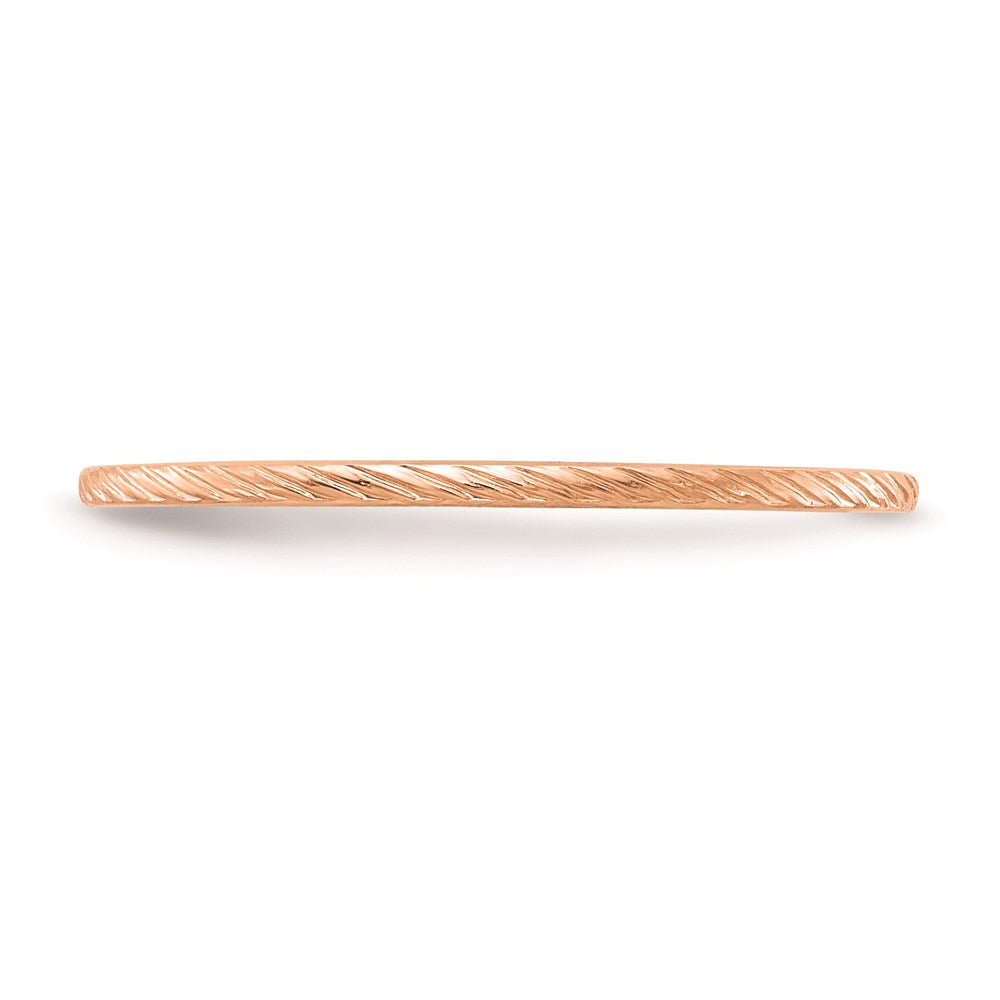 10K Rose Gold 1.2mm Twisted Wire Pattern Stackable Band Size 10