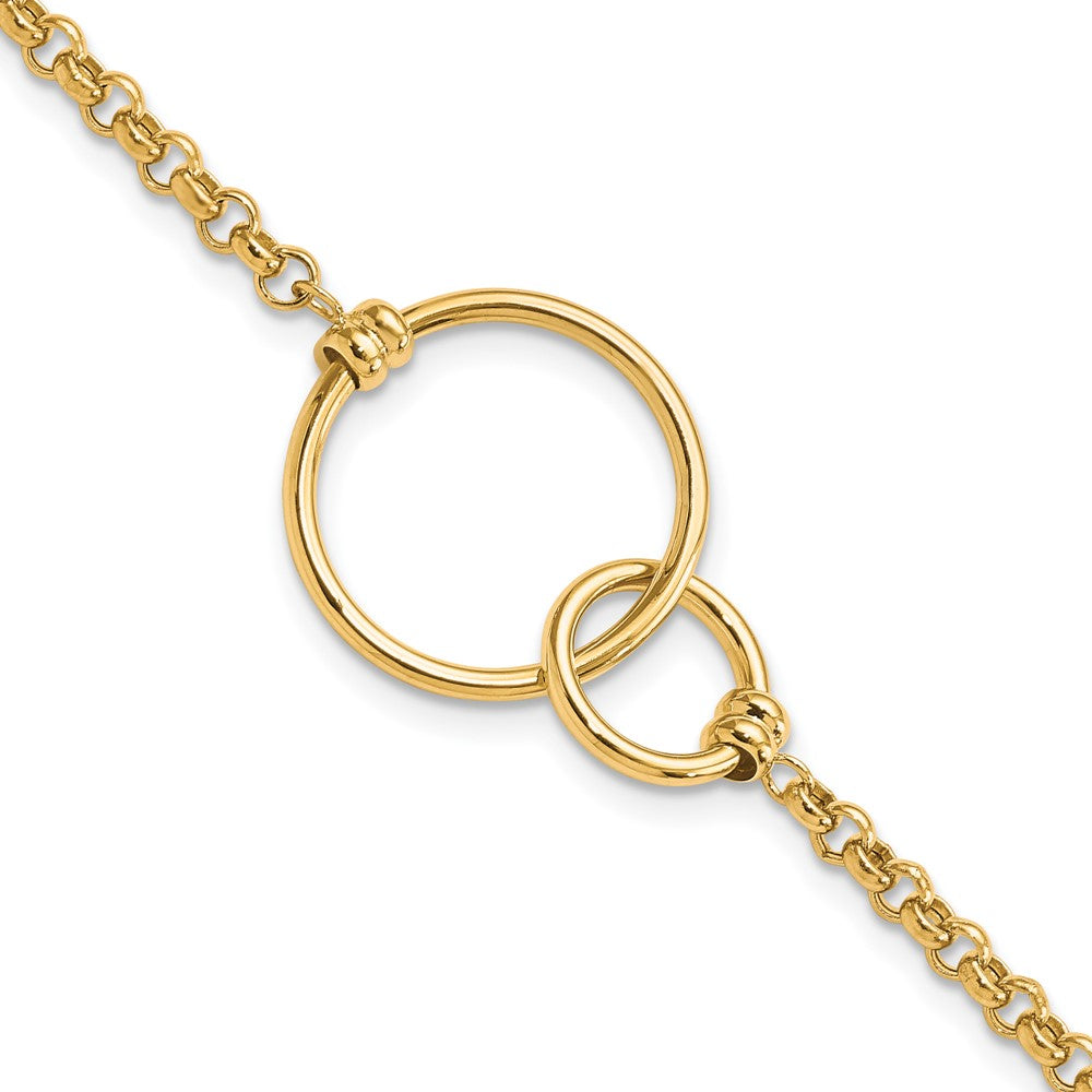 10k Polished interlocking Circles Link Bracelet 7.5  inches