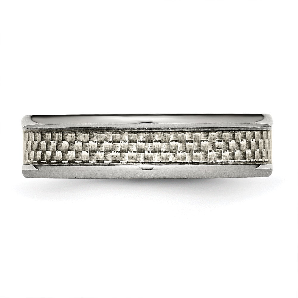 Titanium Polished w/Grey Carbon Fiber Inlay 6mm Band