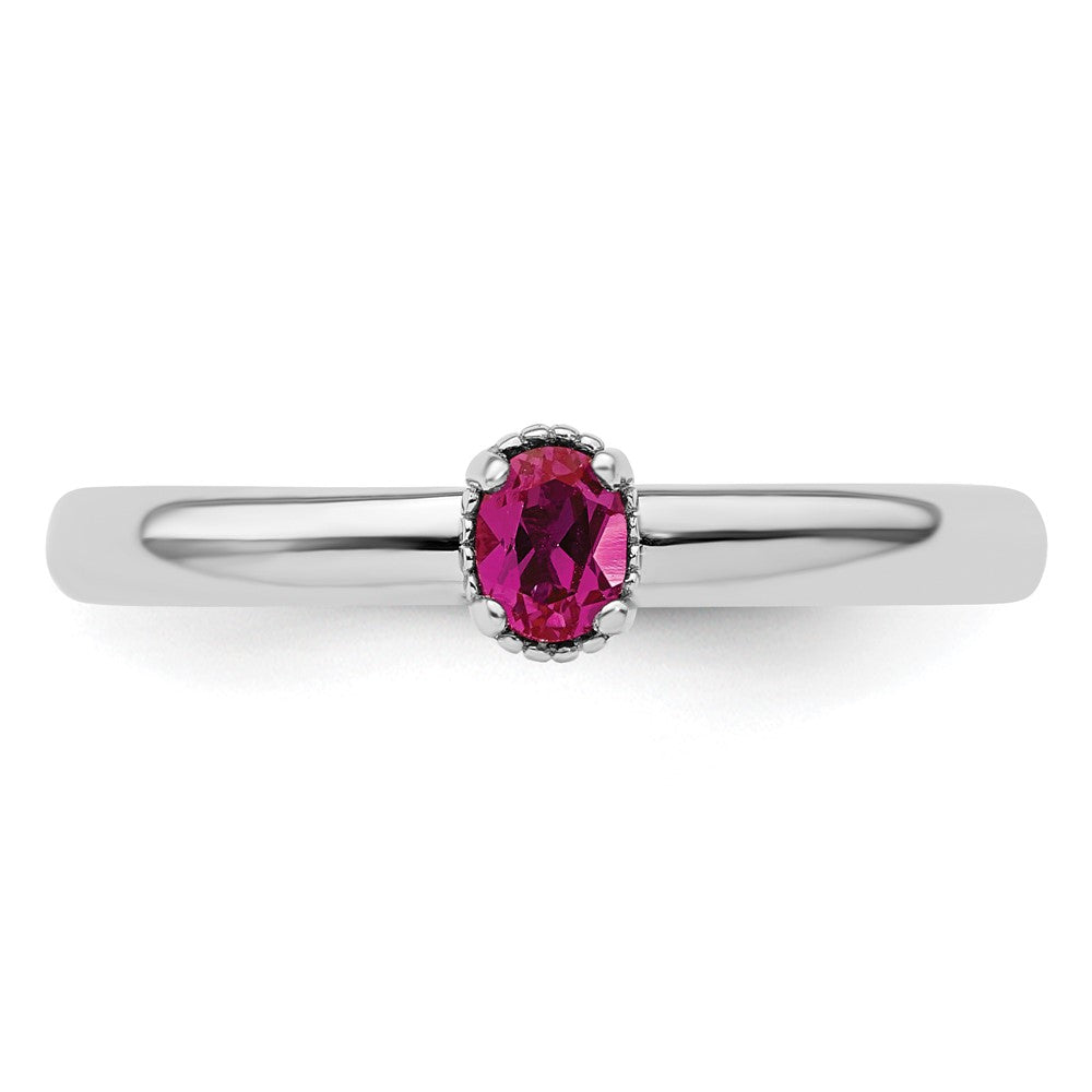 Sterling Silver Stackable Expressions Created Ruby Single Stone Ring Size -10