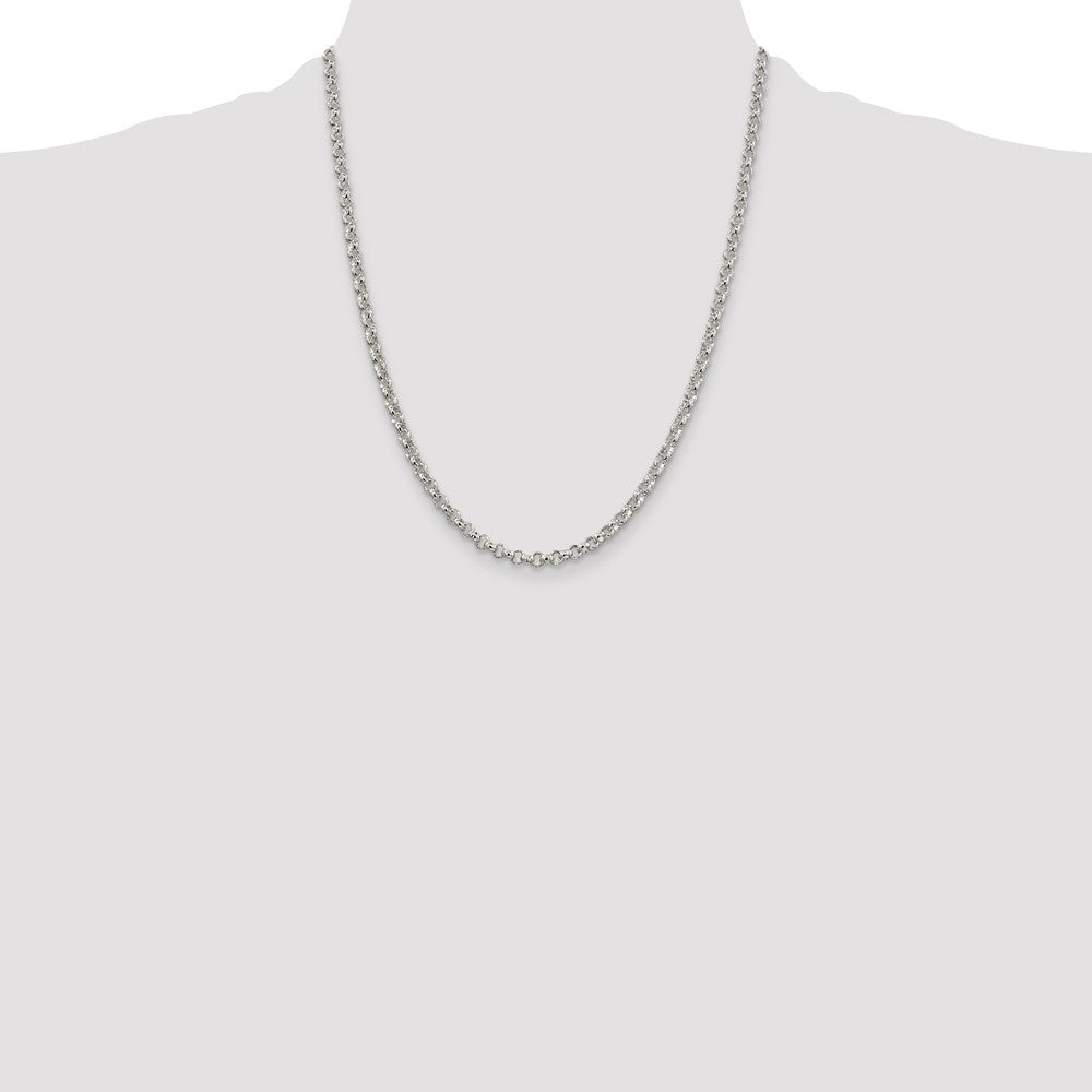 Sterling Silver 4mm Rolo Chain 22 Inches