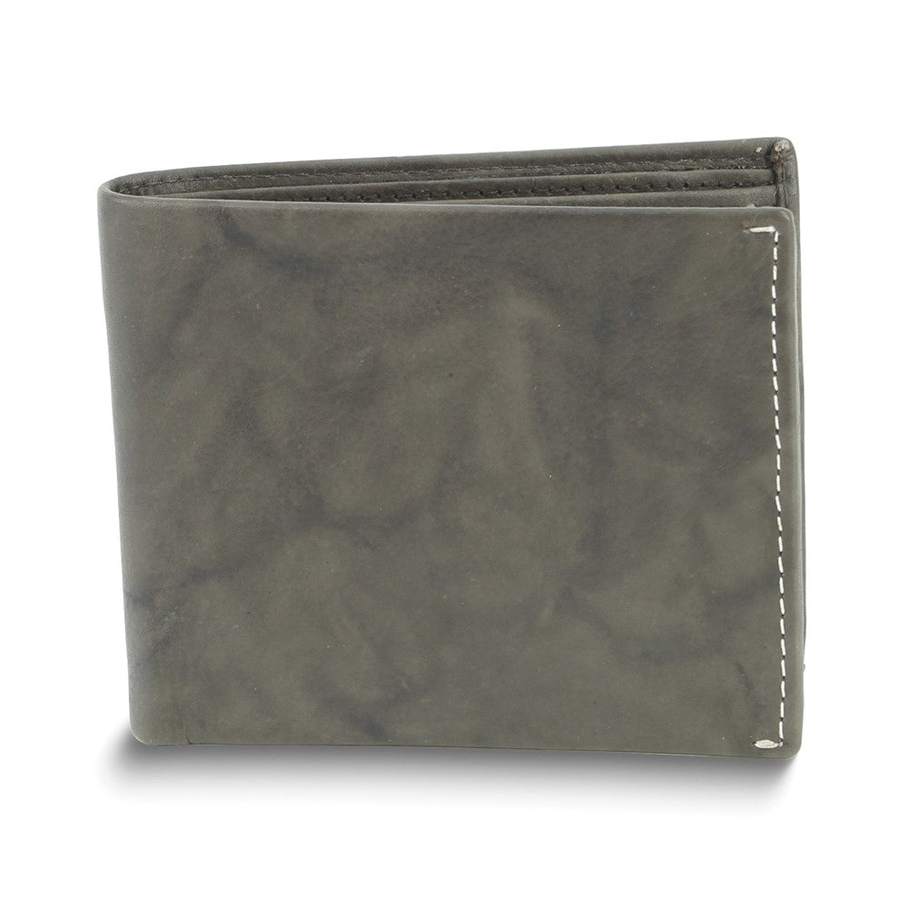 Brown Leather RFID Blocking Contrast Stitch Bifold Wallet with ID Window