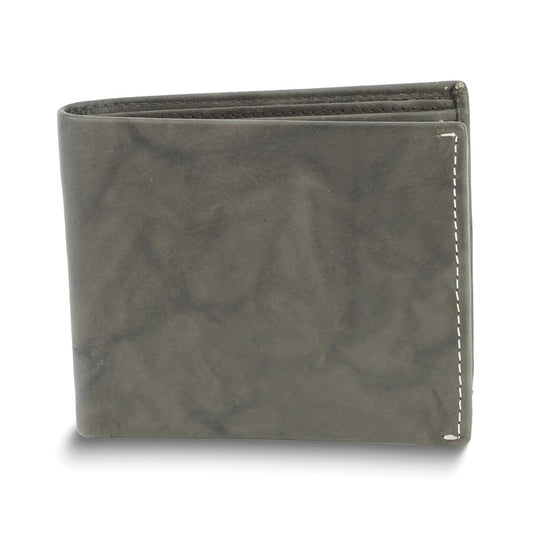 Brown Leather RFID Blocking Contrast Stitch Bifold Wallet with ID Window