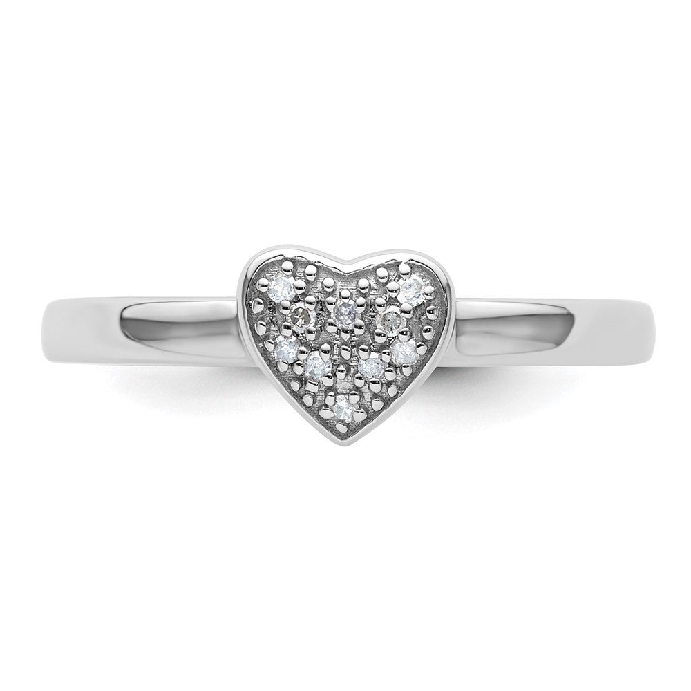 Sterling Silver Stackable Expressions Heart Diamond Ring Size -9