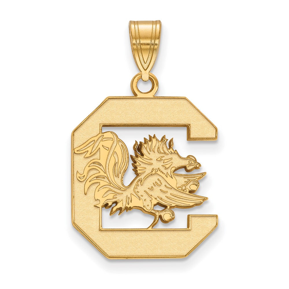 Sterling Silver Gold-plated LogoArt University of South Carolina Large Pendant Q-GP004USO