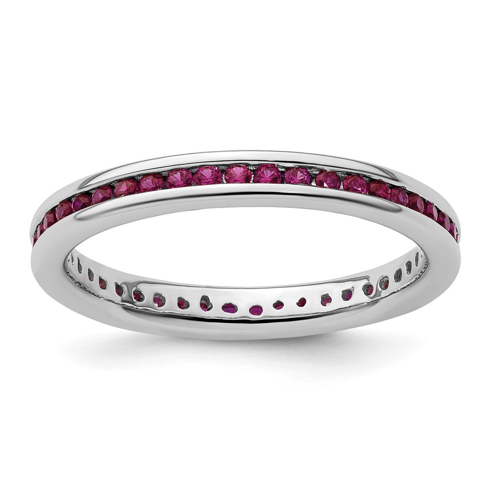 Sterling Silver Stackable Expressions Polished Created Ruby Ring Size -10