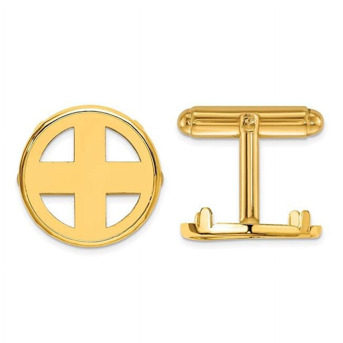 Primal Gold 14 Karat Yellow Gold Classic 16.5mm Coin Bezel Cuff Links