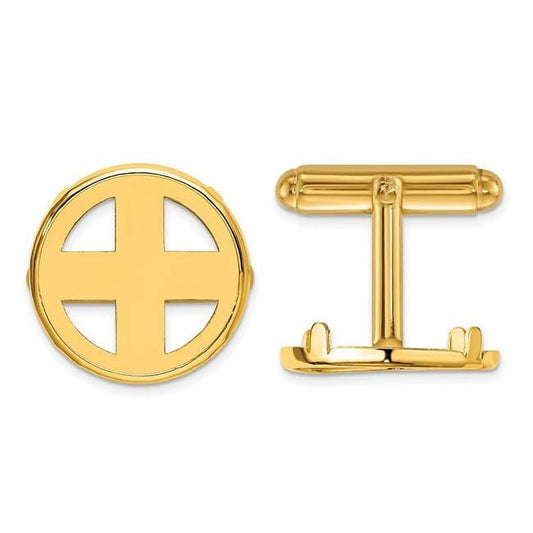 Primal Gold 14 Karat Yellow Gold Classic 16.5mm Coin Bezel Cuff Links