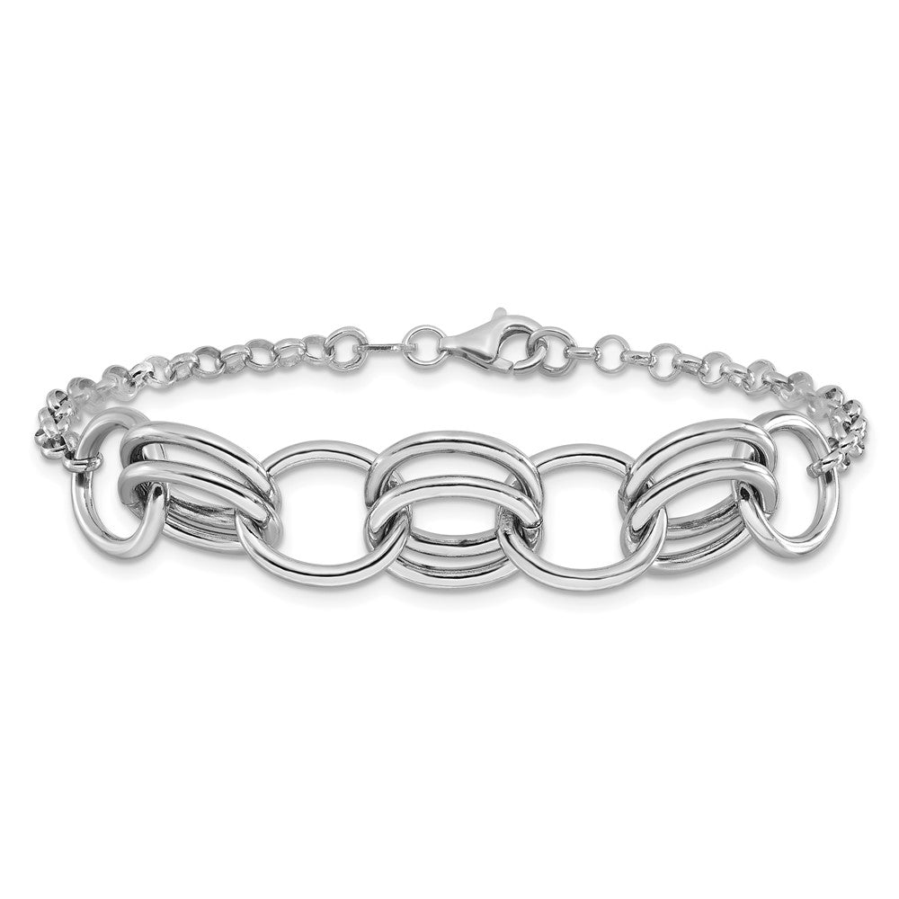 Sterling Silver Rhodium-plated Fancy Link Bracelet 7.5  inches