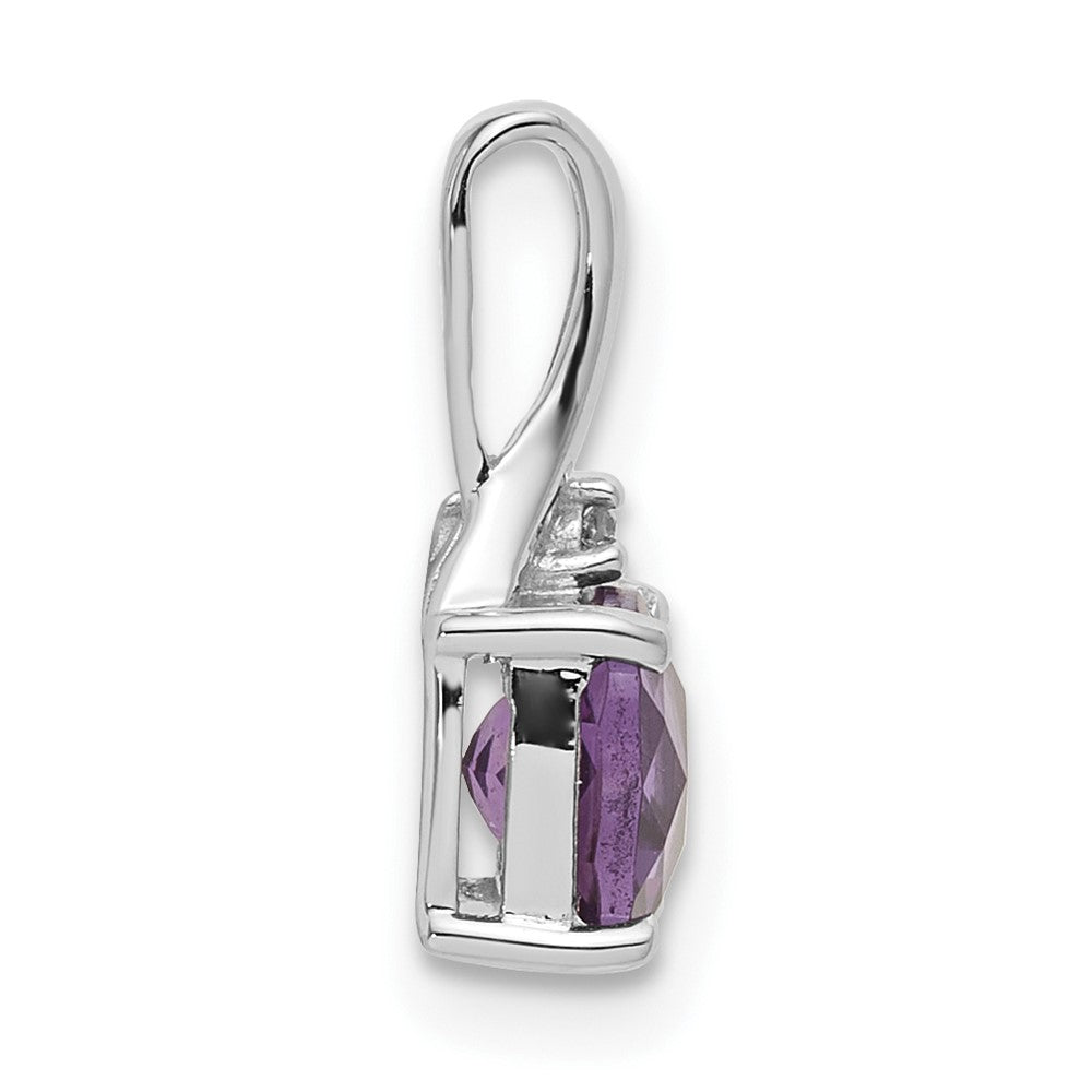 10k White Gold  Amethyst and Diamond Pendant