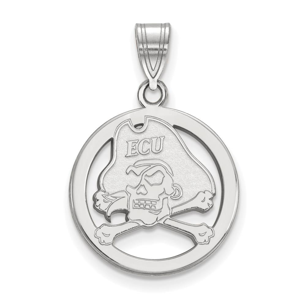 LogoArt Sterling Silver East Carolina University Sm Pendant Necklace In Circle