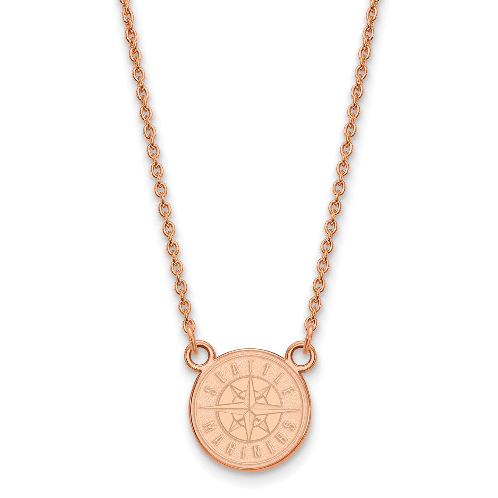 Sterling Silver Rose Gold-plated MLB LogoArt Seattle Mariners Small Pendant