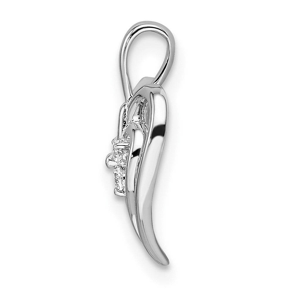 14k White Gold Polished Heart Diamond Pendant