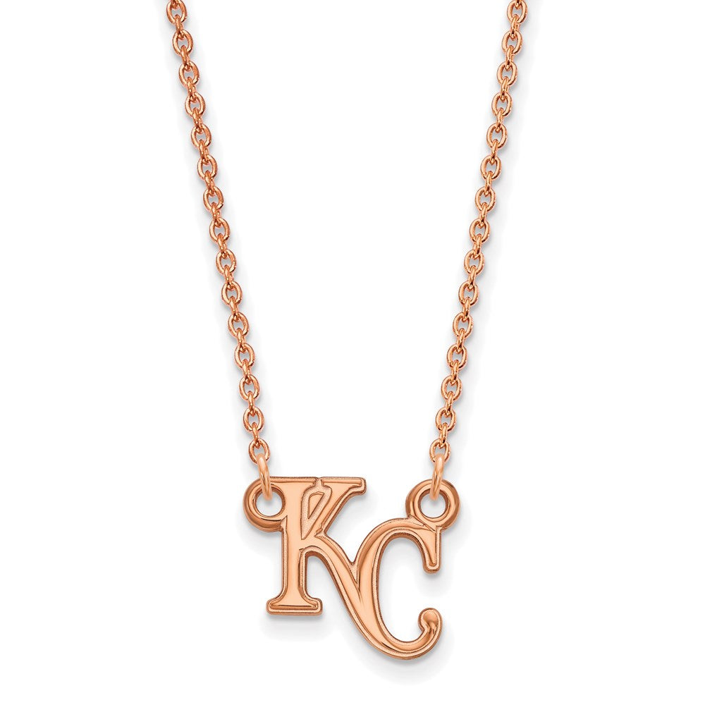 Sterling Silver Rose Gold-plated MLB LogoArt Kansas City Royals Small Penda