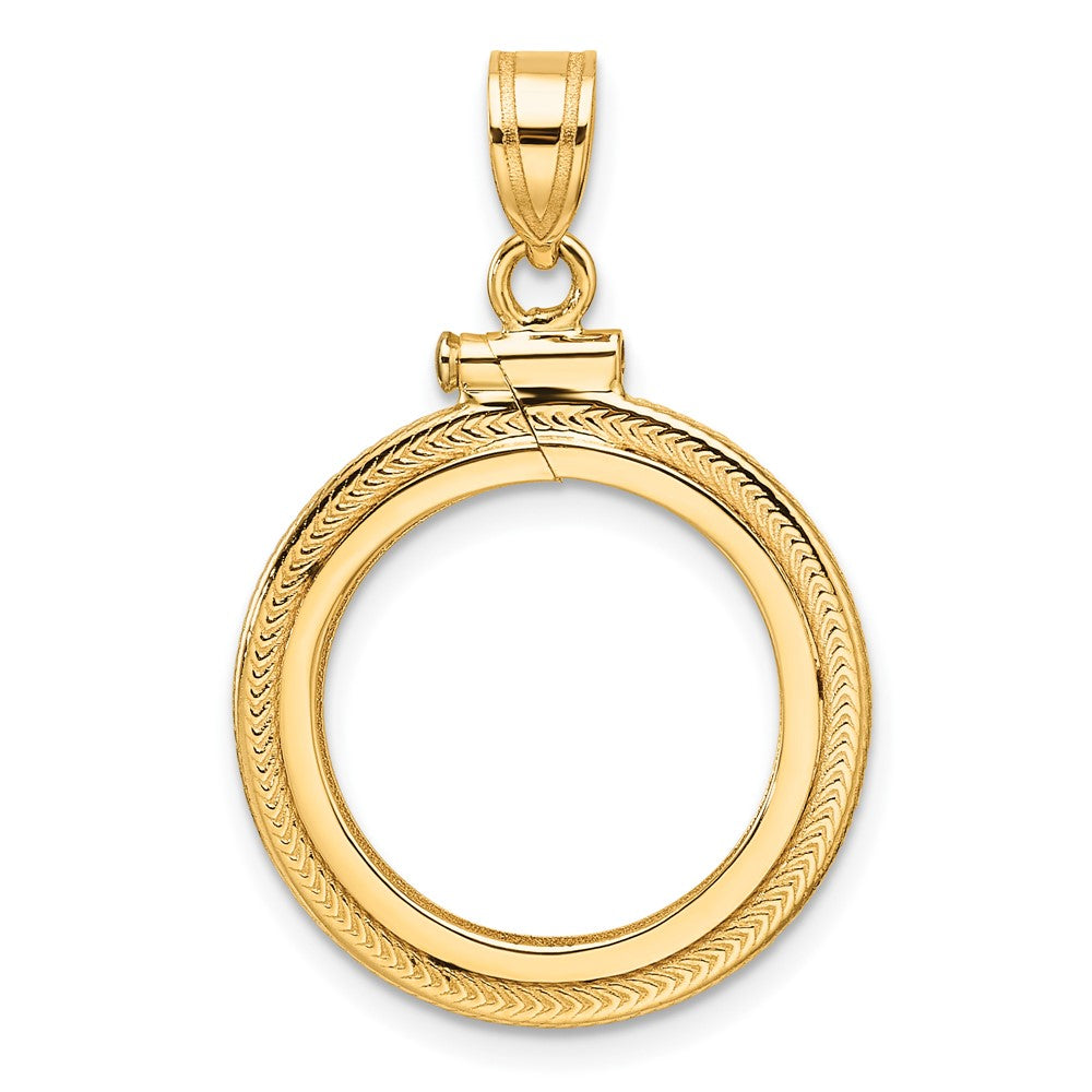 Wideband Distinguished Coin Jewelry 14k Polished Foxtail Chain 16.5mm x 1.35mm Screw Top Coin Bezel Pendant