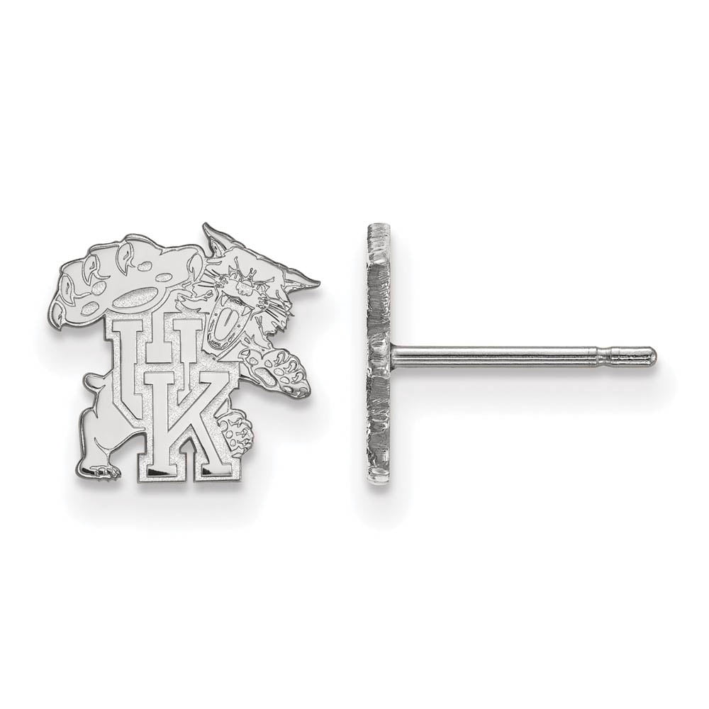 Sterling Silver Rhodium-plated LogoArt University of Kentucky U-K Wildcat Extra Small Post Earrings QSS050UK