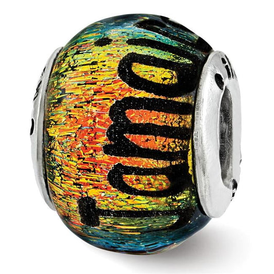 Sterling Silver Reflections Jamaica Orange Dichroic Glass Bead